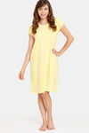 Rosaline Geo Blooms Knit Cotton Knee Length Nightdress -Minion Yellow — thumbnail 4